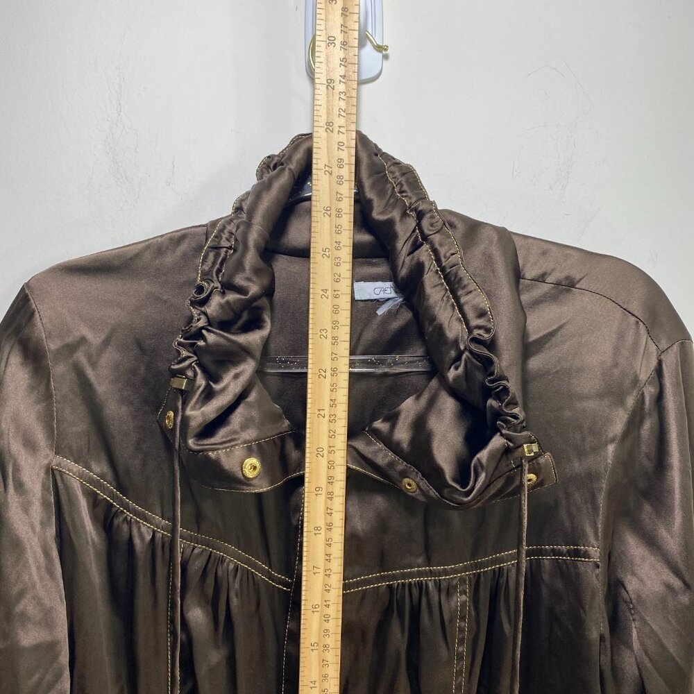 Cache Brown Utility Jacket with Ruffle Collar - Picture 9 of 10